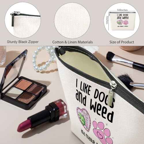Funny Makeup Bag Weed Gifts Dog Gifts Weed Accessories Green Leaves Decor Dog Mom Christmas Birthday Friendship Gifts for Women Friends Dogs Lovers Her Girl Niece Mothers Day Travel Toiletry Bag