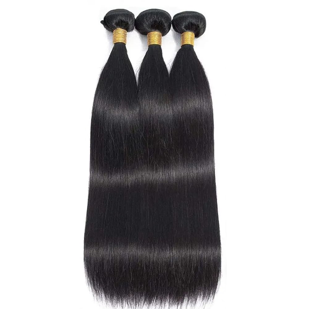 Black Bundles Human Hair Straight Human Hair Bundles Brazilian Virgin Mixed Length 14 16 18 Inch GveoXvo Color 1B Bundle Hair Weave