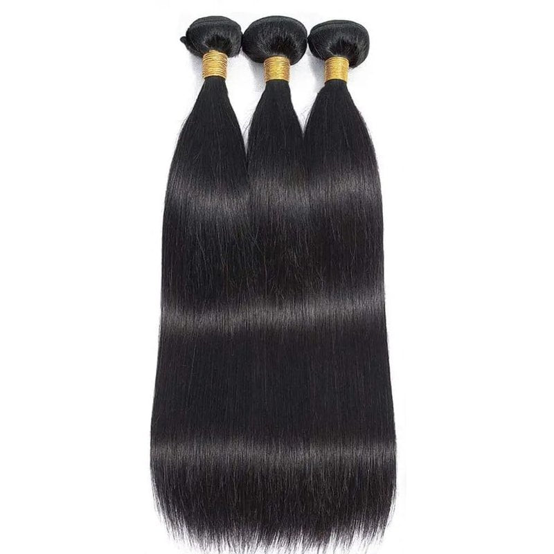 Black Bundles Human Hair Straight Human Hair Bundles Brazilian Virgin Mixed Length 14 16 18 Inch GveoXvo Color 1B Bundle Hair Weave