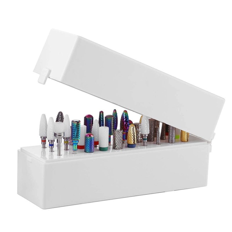 Makartt Nail Drill Bits Holder,Dustproof Stand Displayer Organizer Container Case 30 Holes drill bit holder nail tech Professional Nail art Tools(Not Inlcude Drill Bits,White)