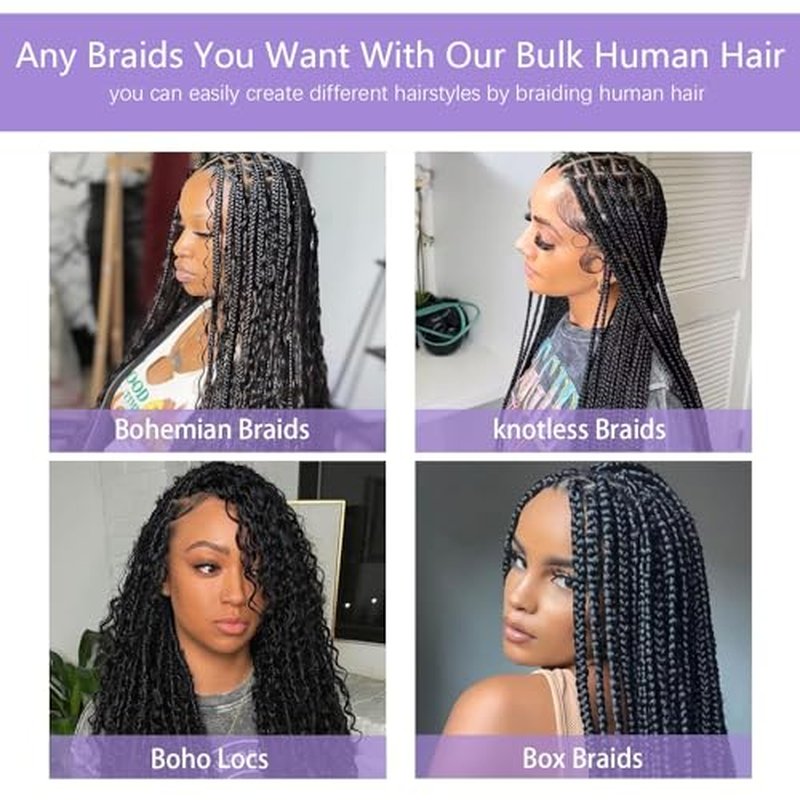 Brazilian Loose Curly Hair Bulk Human Hair Bulk For Braiding No Weft Full End Braids Remy Hair Weaving Extensions Natural Black Color 26 Inch 100g