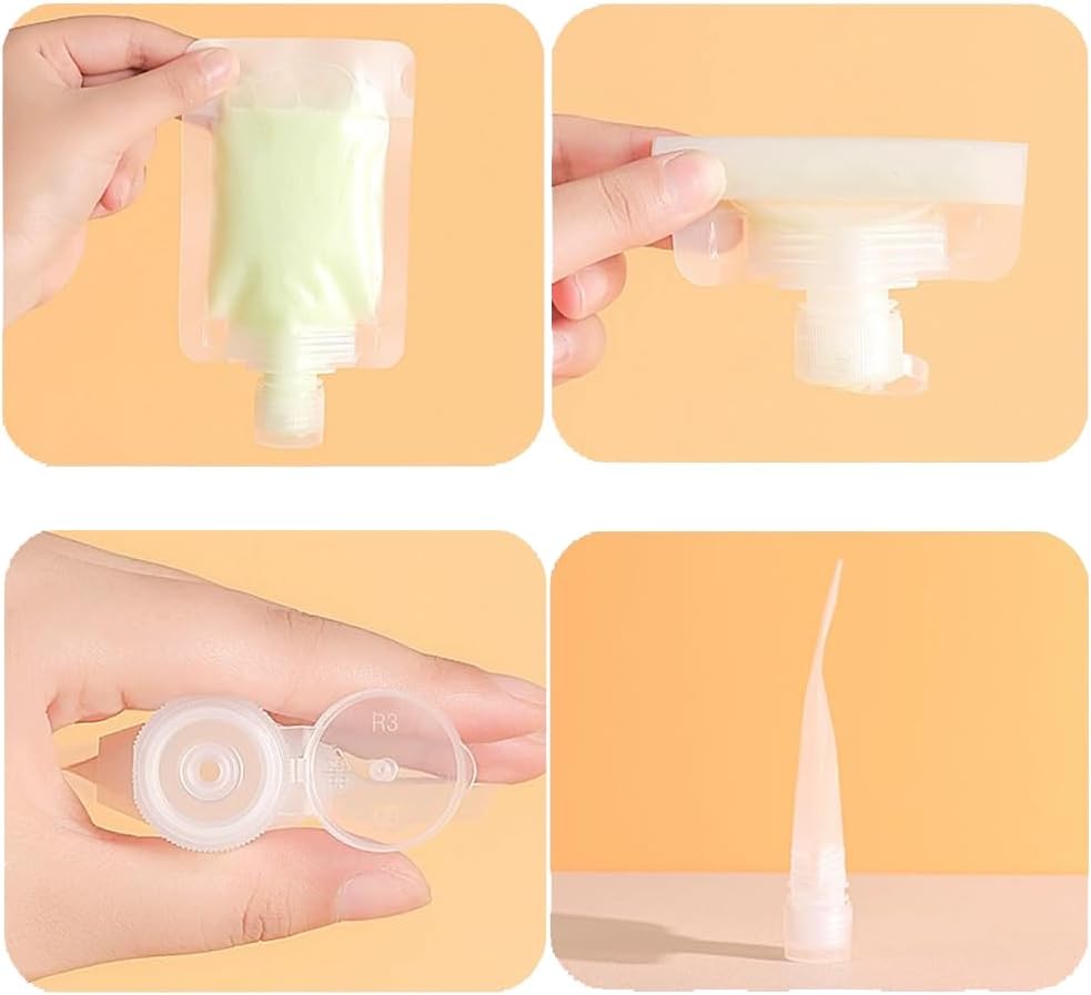 10pcs Travel Pouches for Toiletries, Leak Proof Travel Fluid Makeup Packing Bag, TSA Approved Squeeze Pouches Travel Liquid Container, Plastic Pouch for Lotion Shampoo Cream Hand Soap