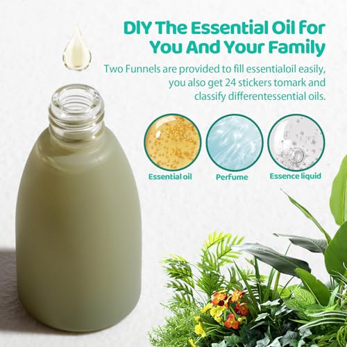 JPNK Essential Oils Roll-on Bottles with Stainless Steel Roller Balls for Aromatherapy and Perfumes with Portable Small Bag Pack of 4