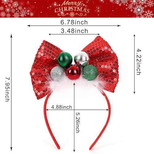 Totelux Christmas Reindeer Antlers Headband Xmas Bells Headband for Women Girls Christmas Party Hair Accessories Photo Props