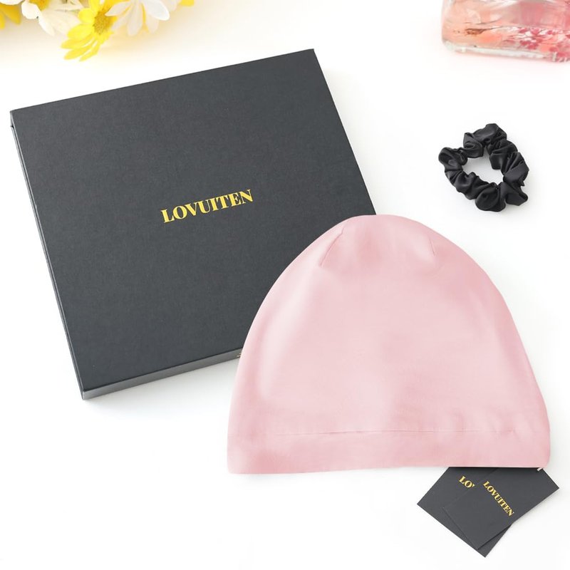 Mulberry Silk Bonnet for Sleeping Women Men, Real Silk Lined Sleep Cap with Adjustable Strap, Hair Wrap Slouchy Beanie for Curly Hair