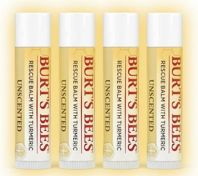 Burt's Bees Unscented Lip Balm | Antioxidant-Rich Turmeric, 100% Natural, 4-Pack
