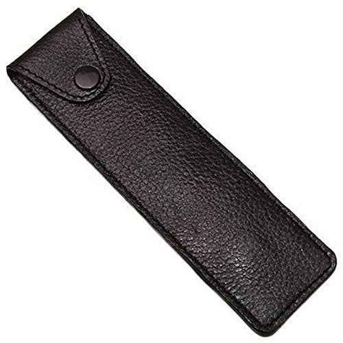 Parker Safety Razor ? Genuine Leather Travel Case for FOLDING Straight, Barber & Shavette Razors ? Snaps Shut & Felt?Lined Protection in Compact Carry Pouch