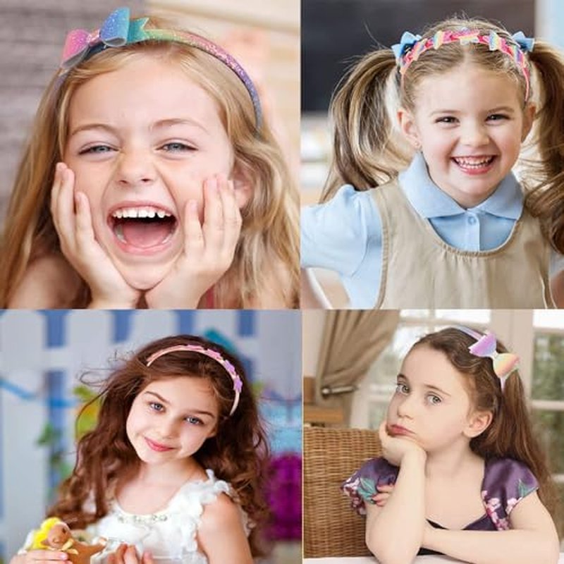 6 Pack Girls Headbands Glitter Kids Headbands Bow/Heart/Star Headbands for girls/Toddler/Teens (A-666)