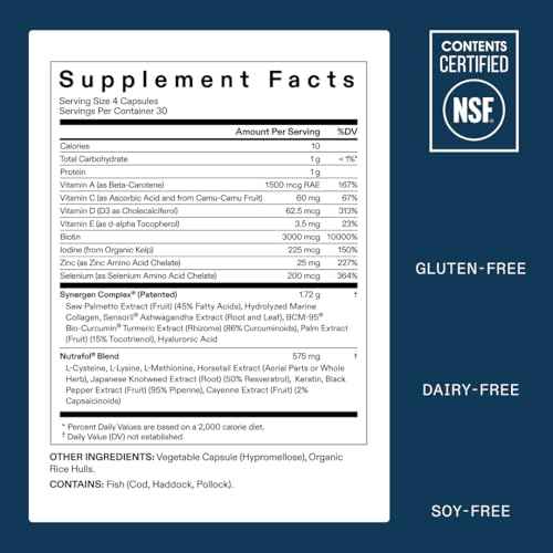 Nutrafol Men's Hair Growth Supplements, Clinically Tested for Visibly Thicker Hair and Scalp Coverage, Dermatologist Recommended - 1 Month Supply, 1 Refill Pouch