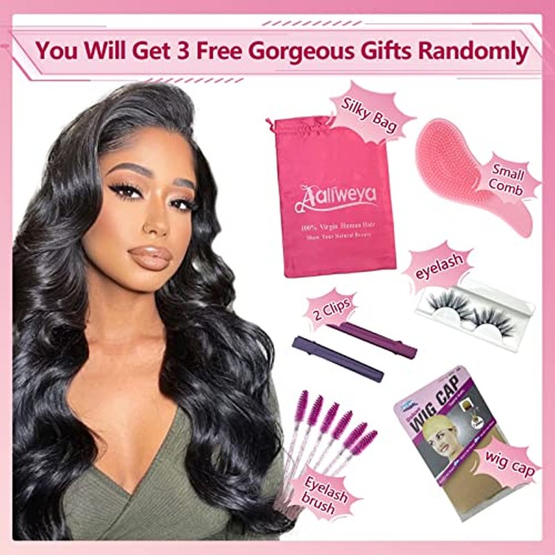 Aaliweya 5x5 HD Transparent Lace Closure Wigs Human Hair Body Wave 5x5 Closure Wigs for Women 150% Density Glueless Wigs Pre Plucked Soft and Smooth Natural Black Color 18 inch