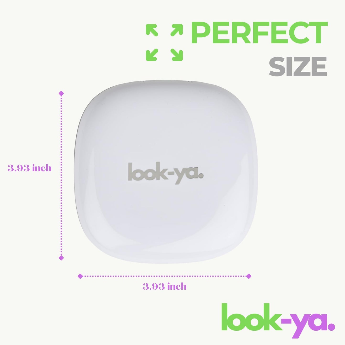 look-ya Compact LED Magnifying Travel Makeup-Mirror - 4 inches 1X/10X Magnification Small Hand Pocket Dimmable Double Sided USB Rechargeable Touch Screen, Portable Tabletop Cosmetic