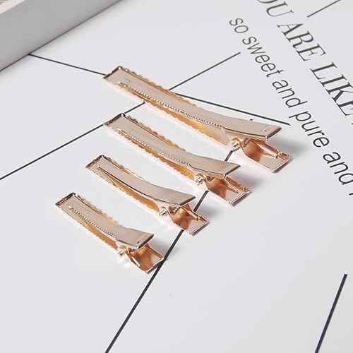 120pcs Mixed 4 Sizes KC Gold Flat Single Prong Alligator Hair Clips 35/45/56/75mm for DIY Craft (KC Gold)