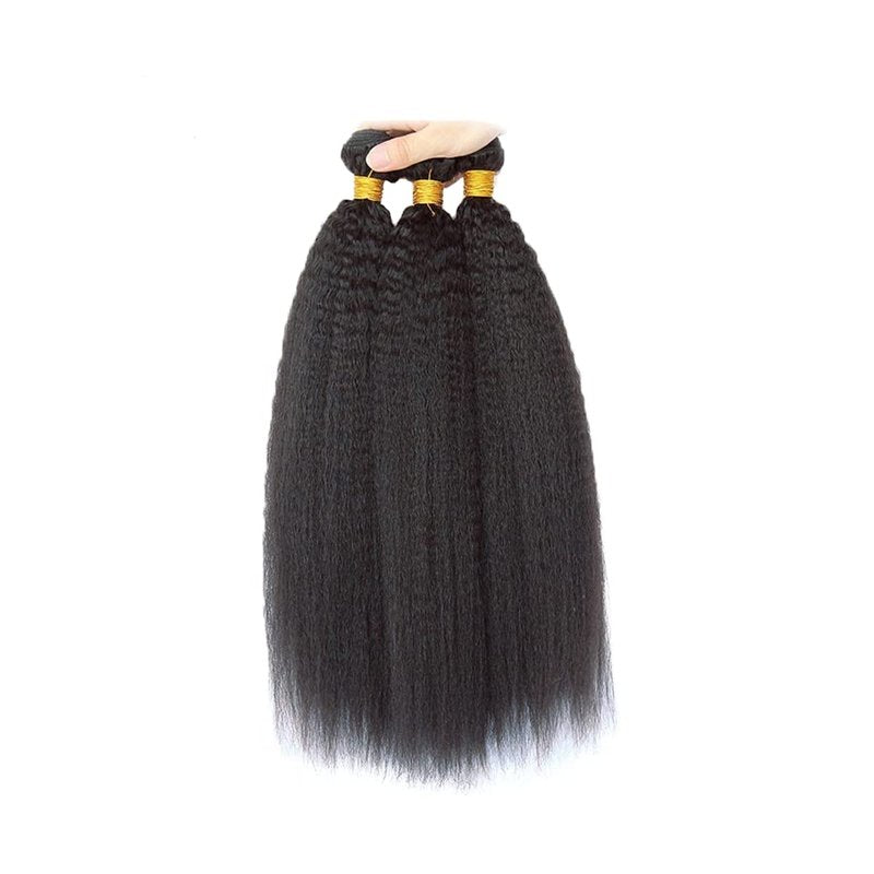 Kinky Straight Bundles Human Hair Yaki Human Hair Bundles 14 16 18 Inch Unprocessed Brazilian Virgin Remy Hair Extensions Yaki Straight Bundle Hair Weave Calneshia Bundle