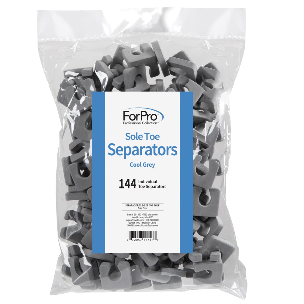 ForPro Sole Toe Separators - Black Luxurious Foam Separators - Individual Toe Separators for Pedicures – 144-Count