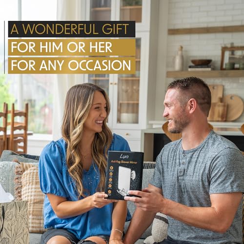 Luxo Shower Mirror, Shower Mirror fogless for Shaving with a Removable Razor Holder - Shaving Mirror for Shower with a Powerful Suction Cup - Shatterproof fogless Mirror for Shower