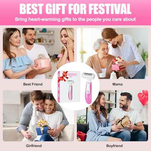 Women Face Epilator, 4-in-1 Body Shaver and Facial Epilator, Hair Removal for Face, Waterproof Facial Hair Remover for Armpits, Arms, Legsm, Bikini