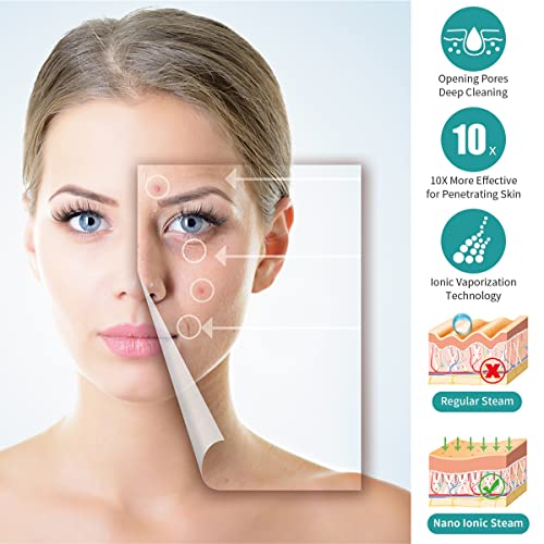 Facial Steamer - Ozone Steamer with 360¡Æ Rotatable Arm - 40 Min Steam Time - Humidifier - Unclogs Pores - Blackheads - Portable Facial Steamer for Personal Care Use at Home or Salon,White