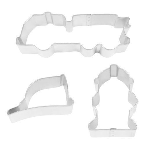 R&M Fire Truck, Firefighter Cookie Cutter 3 Piece Set. Includes Fire Truck, Fireman Helmet, and Hydrant Cookie Cutter.