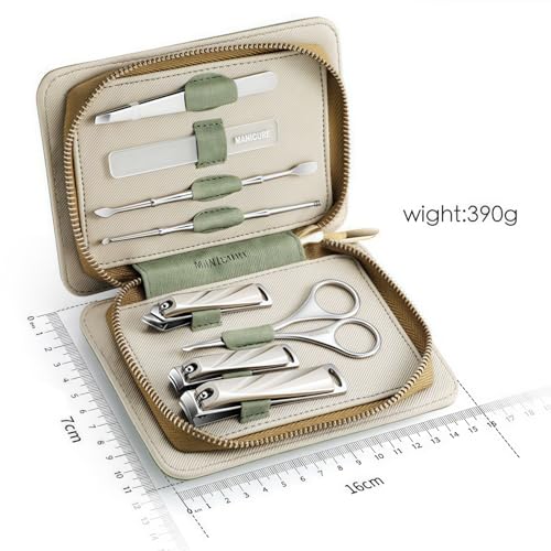 8-Piece Manicure Pedicure Set-Stainless Steel Nail Clippers Toenail Fingernail Cutters with Travel Case Complete Grooming Kit (Blue)