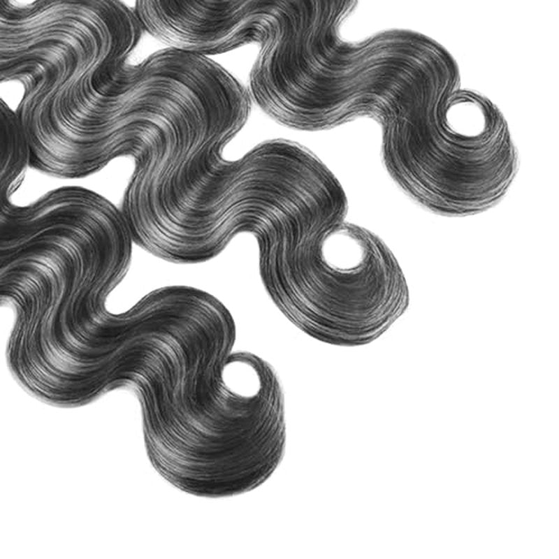 Hair 26-30 Inch Highlight Bundles - P1B Grey Body Wave Human Hair - Two Tone Black & Silver Ombre - Grey Body Wave