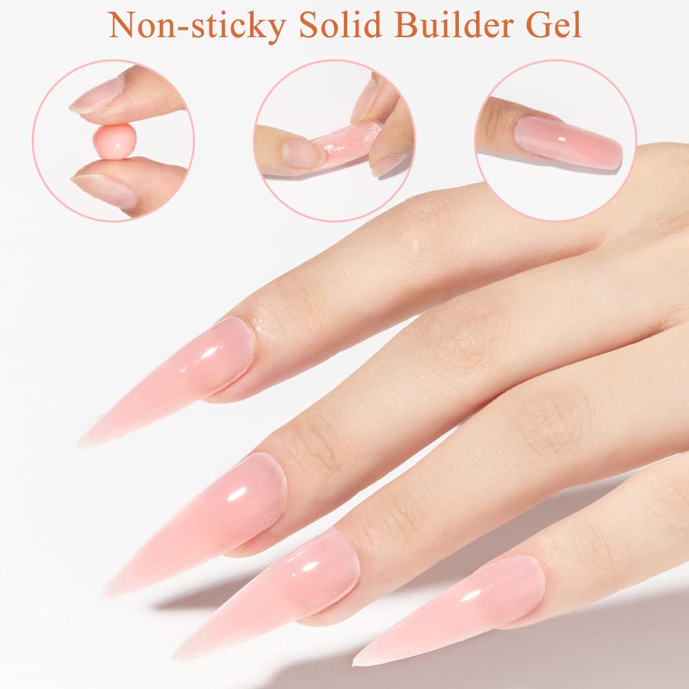 MIZHSE Solid Builder Gel for Nails, Clear Non-Sticky Sculpting Gel, 3D Nail Art Carving Building Modeling Hard Nail Extension Soak Off UV/LED Nail Art Salon Home DIY 15g