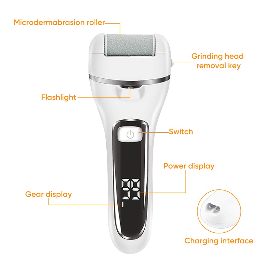 Electric Callus Remover and Foot polisher-Rechargeable-waterproof-10pieces Pedicure Set. (Black)