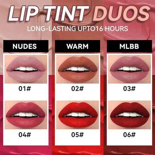 Matte Liquid Lipstick Makeup Set, 3Pcs Long Lasting Smudge Proof Lip Gloss Set, High Pigmented Velvety Nude Red Lip Stain Lip Makeup Gift Sets for Girls and Women