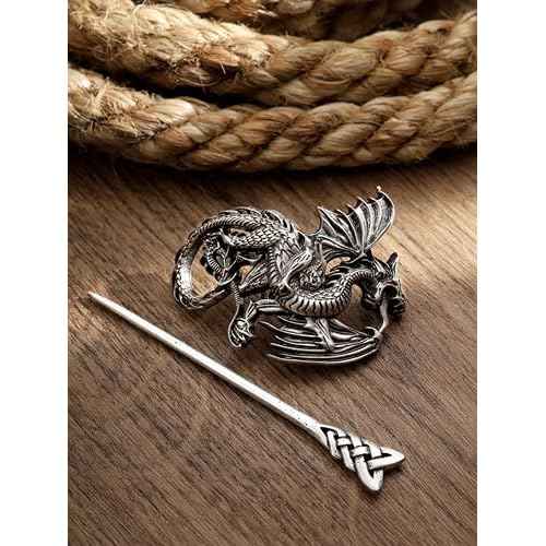 HAQUIL Viking Dragon Hairpin - Punk Gothic Vintage Design Barette for Men & Women's Fashion Jewelry Gift