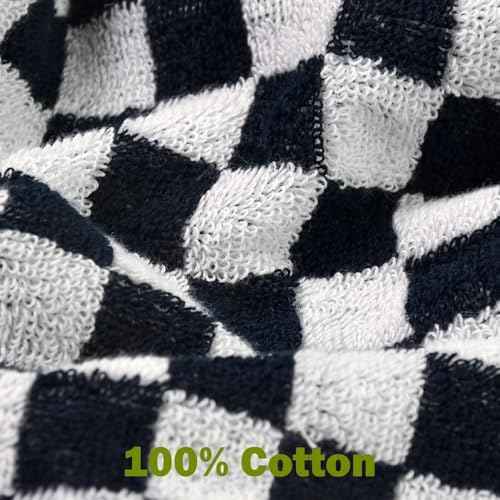 Jacquotha Washcloths 12 Pack in Black and White, Checkered Wash Cloth Set, 13¡± x 13¡±