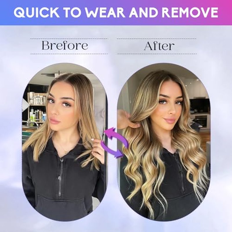 Blonde Clip in Hair Extensions Real Human Hair, 24 Inch 120g Natural Human Hair, Remy Human Hair Extensions Cip ins for Women 8pcs Per Set #16/22 Light Blonde Highlighted Golden Blonde