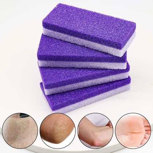 Foot Pumice Stone 4 Pack Pedicure Stone for Feet Pumice Sponge for Feet Callus Remover and Scrubber Double Sided Pedicure Foot Pumice Stone for Feet and Heels Callus and Dead Skins (Purple)