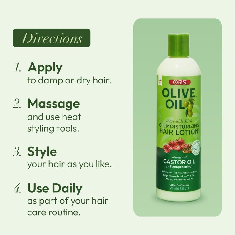 ORS Olive Oil Incredibly Rich Moisturizing Hair Lotion with Castor Oil 8.5 Ounces (Pack of 4)