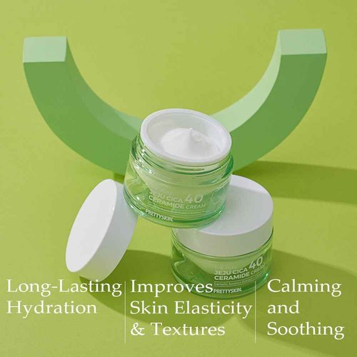 PRETTYSKIN Centella Asiatica 40% Gel Cream–Korean Face Moisturizer with Hyaluronic Acid, Ceramide NP & Shea Butter–Lightweight, Non-Sticky Hydration for Sensitive, Dry & Combination Skin (1.75 fl oz)