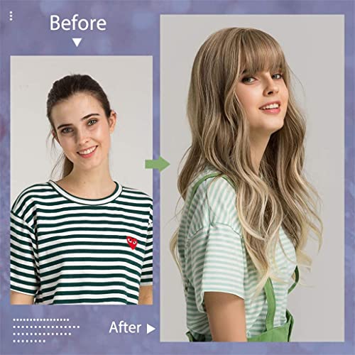 Esmee 24" Women Synthetic Wigs Long Wavy Blond with Fluffy Air Bangs Light
