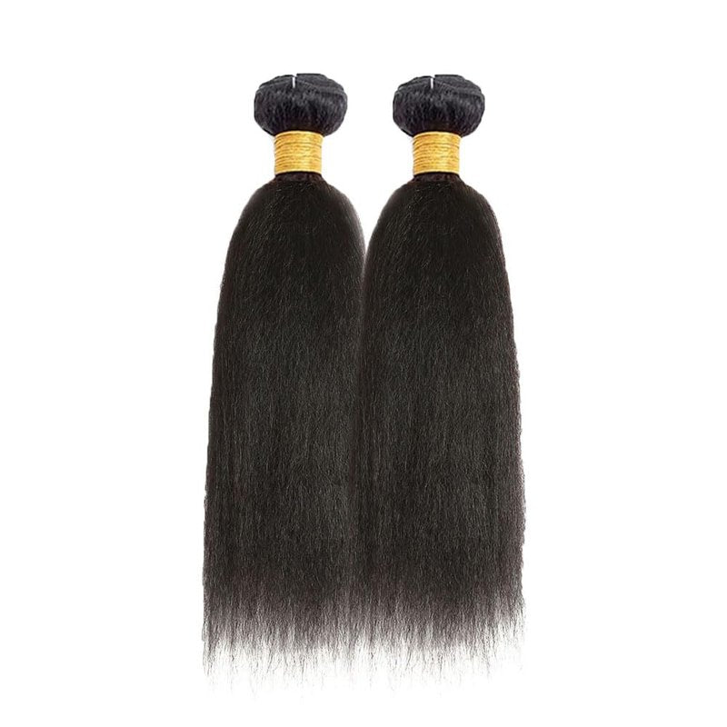 DiexrLamx Hair 34 34 Inch Yaki Straight Bundles Human Hair Kinky Straight Human Hair Bundles 8a Peruvian Virgin Hair 2 Bundles Yaki Bundles Natural Black Color