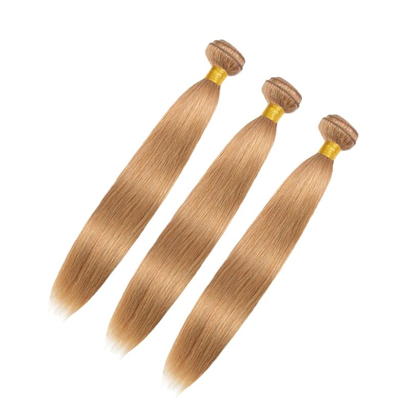 #27 Blonde Bundles Straight Bundles Human Hair 14 16 18 Inch FuivJuix Unprocessed Brazilian Virgin Hair Honey Blonde Straight Bundle Human Hair Extensions 3 Bundle 150 Gram