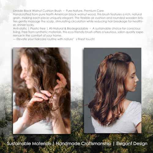 Lindale Walnut Wooden Hair Brush for Hair Growth with Natural Walnut Bristles Detangler Paddle Hairbrush for Massaging Scalp for Women Men, Reduces Static for Curly Hair with Ergonomic Handle Long