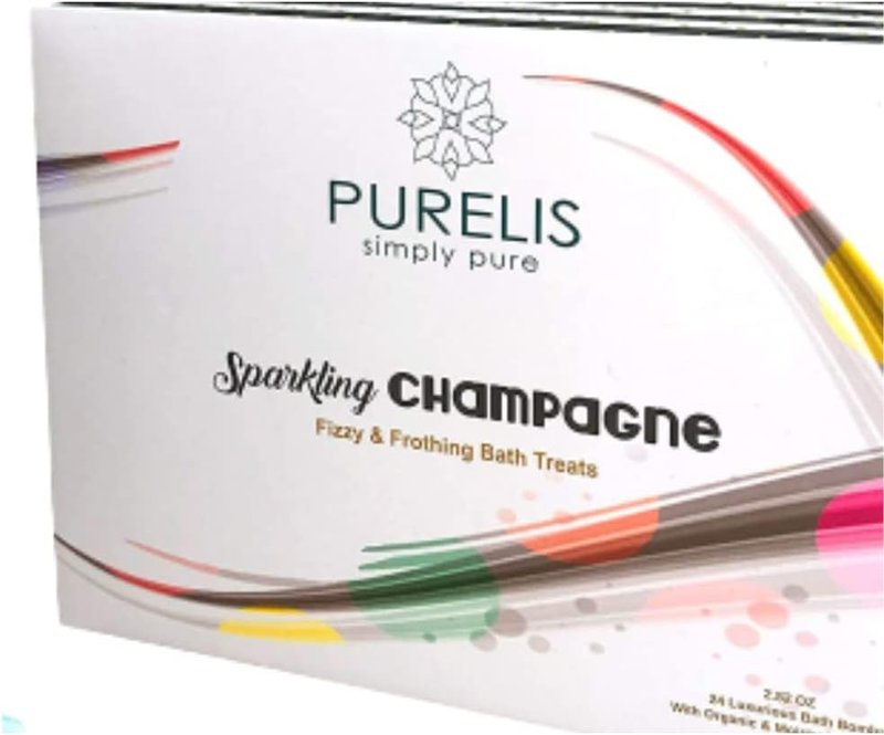 Bath Bombs Gift Set - Wine & Champagne Party Favors for Adults | 24 Individually Wrapped Moisturizing Bath Balls