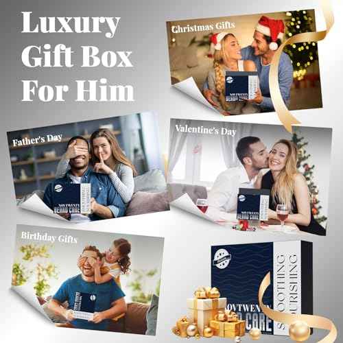 Beard Growth Kit - Mobiuty Men's Beard Care Kit with Natural Ingredients, Includes Beard Wash, Beard Oil, Beard Conditioner, Beard Balm and Beard Comb, Gift Set for Boyfriend Husband Fathers