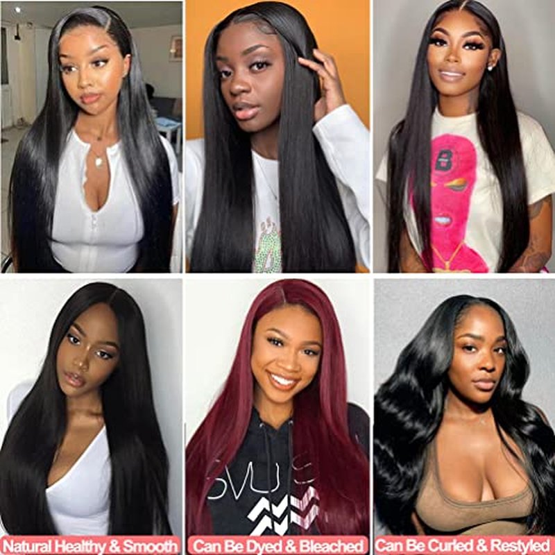Straight Bundles Human Hair 24 26 28 Inch 3 Bundles 100% Unprocessed Brazilian Virgin Human Hair Straight Weave Bundles Natural Color