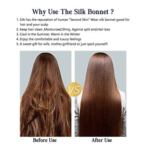 Cocheng Mulberry Silk Bonnet for Sleeping Long Silk Cap for Curly Hair Braids Bonnet for Women Sleep Cap with Tie Band