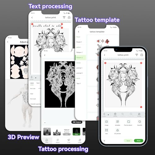 P92 Tattoo Stencil Printer Thermal Temporary Tattoo Printer with Stencil Paper Compatible with Phone,Pad & PC