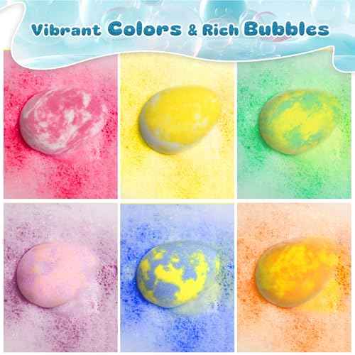Bath Bombs for Kids with Surprise Toys Inside, 12 Pack Natural Dino Egg Bath Bombs with Dinosaur Suction Cup Toys, Bubble Bath Fizzers Ball Gift Set for Boys Girls Birthday, Summer Fun