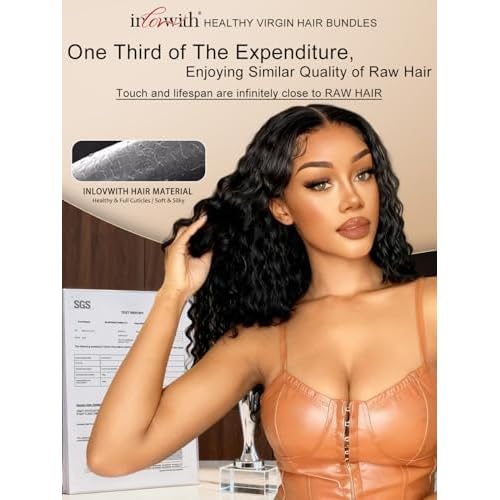 inlovwith Deep Wave Bundles Human Hair, Selected Healthy Curly Human Hair Bundles 100% Unprocessed Brazilian Virgin Hair Wet and Wavy (3 Bundles, 18 18 18 Inches)