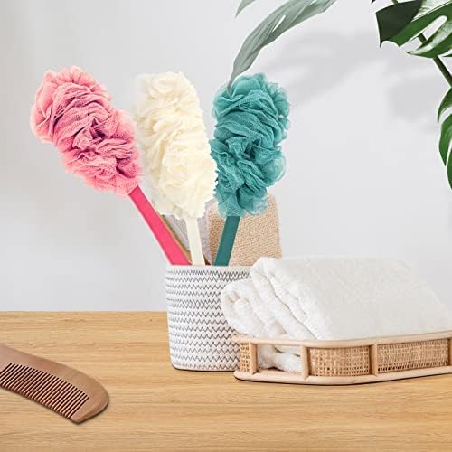 2Pack Back Scrubber for Shower, Loofah Sponge Brush Exfoliating Body, Long Handle Scrub Brush for Shower with Loofah on a Stick for Back Use, Bathing Accessories Body Brushes (2Pack)