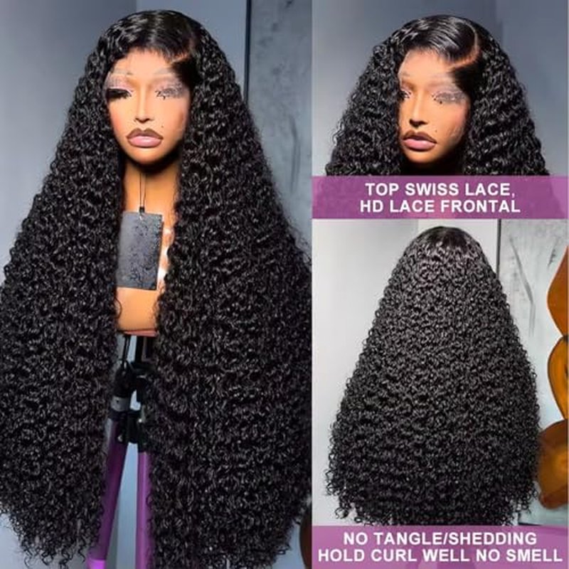 VIPbeauty 200% Density 13x6 Deep Wave Lace Front Wigs Human Hair 13x6 HD Transparent Water Wave Lace Front Wigs for Women Pre Plucked with Baby Hair 18inch