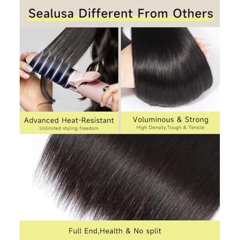 Sealusa 13x6 Lace Front Wigs Human Hair 100% Unprocessed Brazilian Virgin Hair Straight Human Hair Wig 200% Density Can Be Dyed And Restyled Vertical Smooth Natural Color With Baby Hair 22 Inch