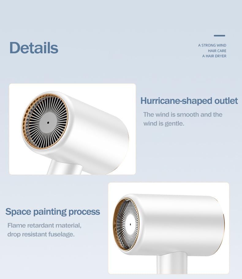 Ionic Hair Dryer - High-Speed 50000 RPM Blow Dryer with 5 Temp & 3 Speed Settings | Lightweight, Negative Ion Technology for Home & Travel