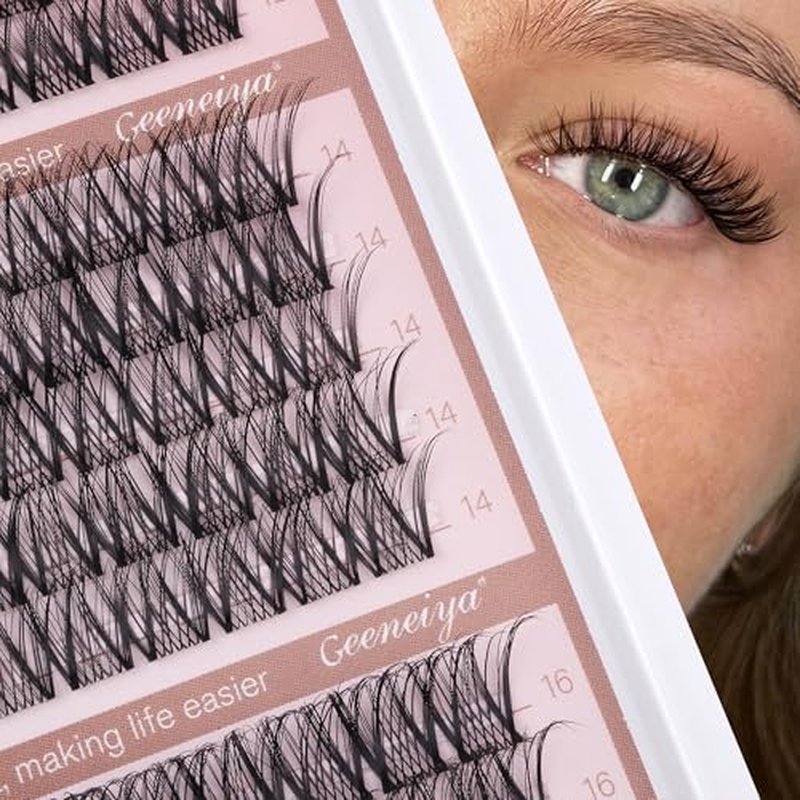 Medium Lash Clusters Short Wispy C Curl Eyelash Clusters 12-16MM Individual Eyelashes Natural Cluster Eyelash Extensions Natural Looking Cluster Lashes by Geeneiya (C Curl,12-14-16)