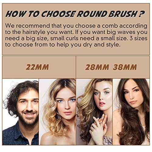 BRUSHZOO Round Brush for Blow Out Styling, Curling, Straightening for Women & Men - Wooden Brush with AddShine Volume (2.4 Inch)